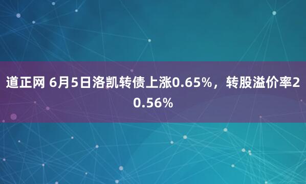 道正网 6月5日洛凯转债上涨0.65%，转股溢价率20.56%