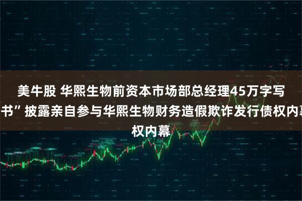 美牛股 华熙生物前资本市场部总经理45万字写“书”披露亲自参与华熙生物财务造假欺诈发行债权内幕